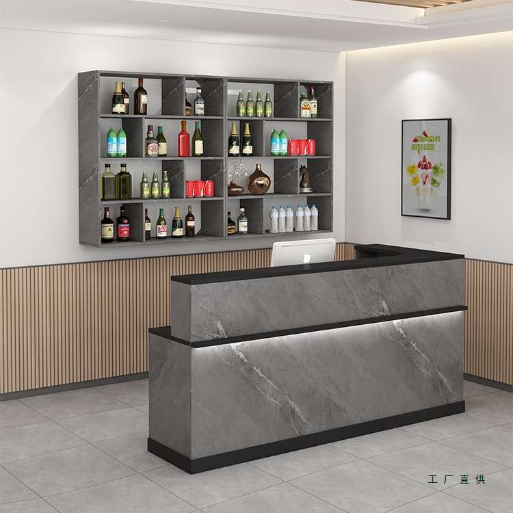 饭店吧台收银台酒柜一体前台店铺小型转角柜台商用餐厅餐饮接待台