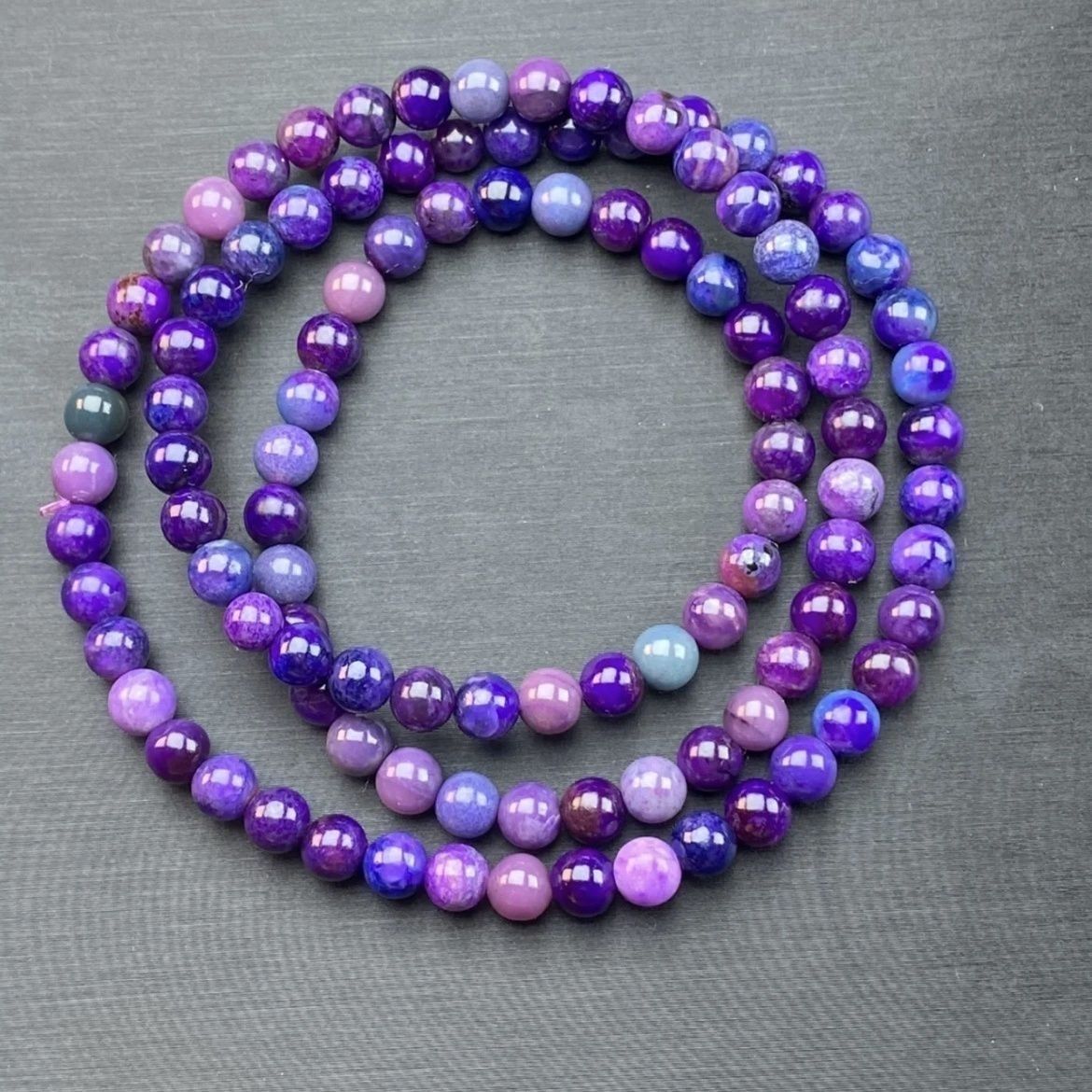 南非老矿舒俱来帝王紫散珠手串皇家紫吊坠戒面女多圈樱花粉妈妈链