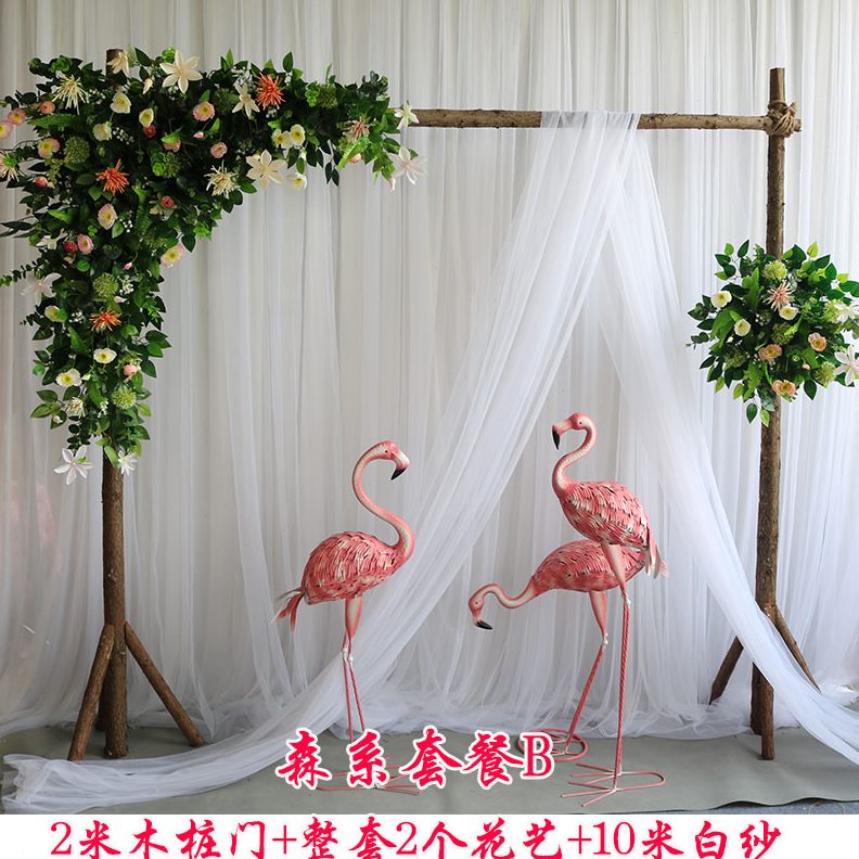 婚礼森系草坪花角花木桩门新款背景摆件布置婚庆道具拱门树桩户外