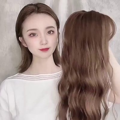 无痕网红刘海自然假发女假发片卷发遮白发贴片隐形水波纹头顶补发