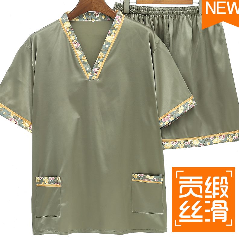 新款丝滑汗蒸服服浴2021简约情侣套装大码贡缎