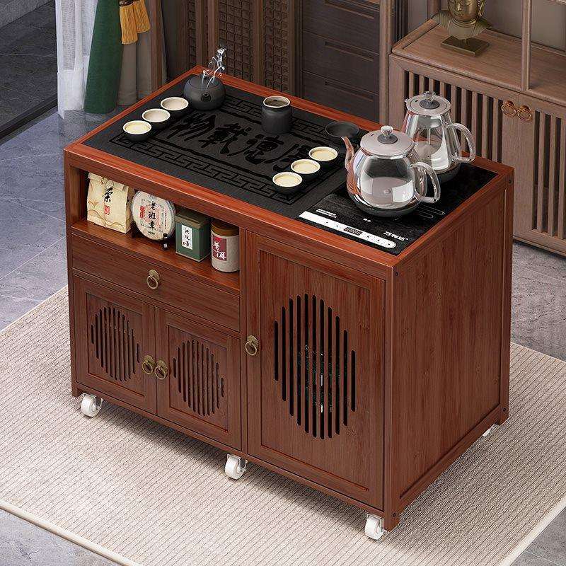 移动茶桌家用小茶台烧水壶一体茶水柜茶车阳台非实木茶几沙发边几