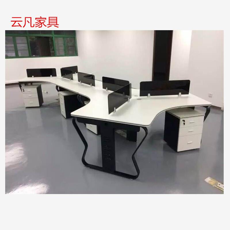 职员办公桌 简约多人工作位 PVC封边板式带屏风员工办公桌