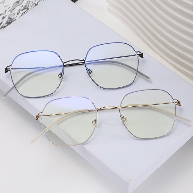 超轻复古圆形无螺丝眼镜框男款β钛近视女款大脸全框舒适可配度数