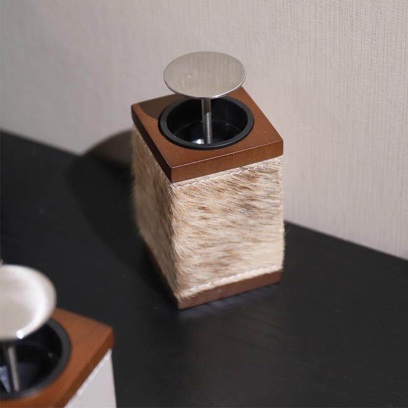 北欧实木牙签盒家用高档不锈钢牙签盒创意隐藏收纳盒子