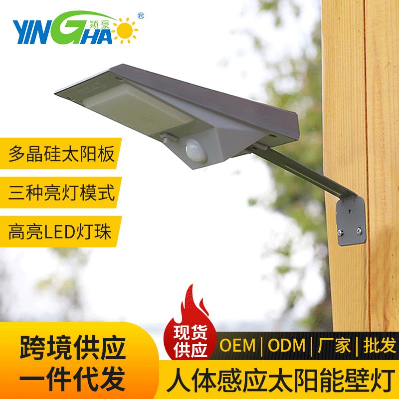 跨境太阳能灯家用18led户外灯防水人体感应灯壁灯过道农村庭院灯