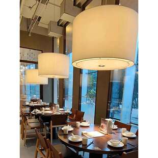 餐厅吊灯带射灯餐饮饭店卡座餐桌吧台酒店宴会厅装饰日式布艺灯具