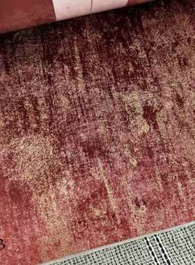 门幅145cm绒布压花烫金新中式凤尾羽毛图案红色黄色绿色绒布面料