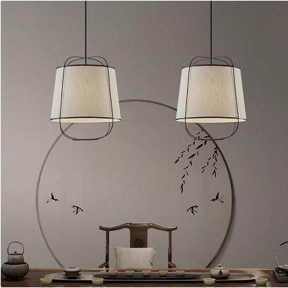 新中式餐厅吊灯简约现代客厅日式禅意茶室民宿仿古布艺创意复古灯