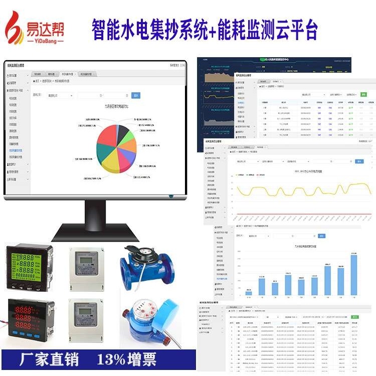 智能水电集抄系统远程通断电实时自动抄表水电用量查询数据统计能