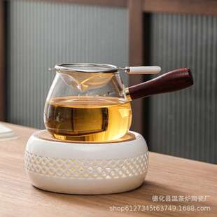 公道杯温茶炉餐厅酒店家用中式陶瓷底座蜡烛加热保温玻璃水果茶壶