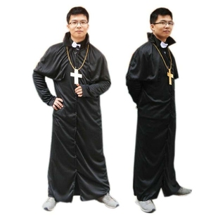 化装舞会派对表演装扮 万圣节cos牧师服装 教父神父传教士修士