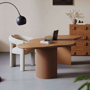 现代简约实木异形书桌个性设计师工作台家用电脑办公电脑桌椅组合