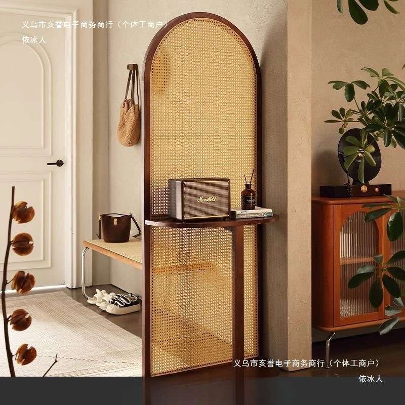 依冰人中式藤编屏风隔断客厅玄关实木折叠小户型遮挡入户简约