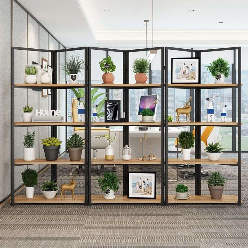 铁艺风隔断置物架镂空书架落地屏风隔断板花架书架简约多层展示架