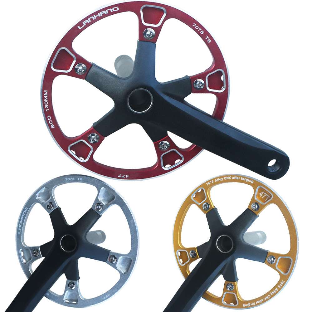 公路车一体曲柄牙盘 47T铝合金7075护盘齿盘 130BCD正负齿 170mm