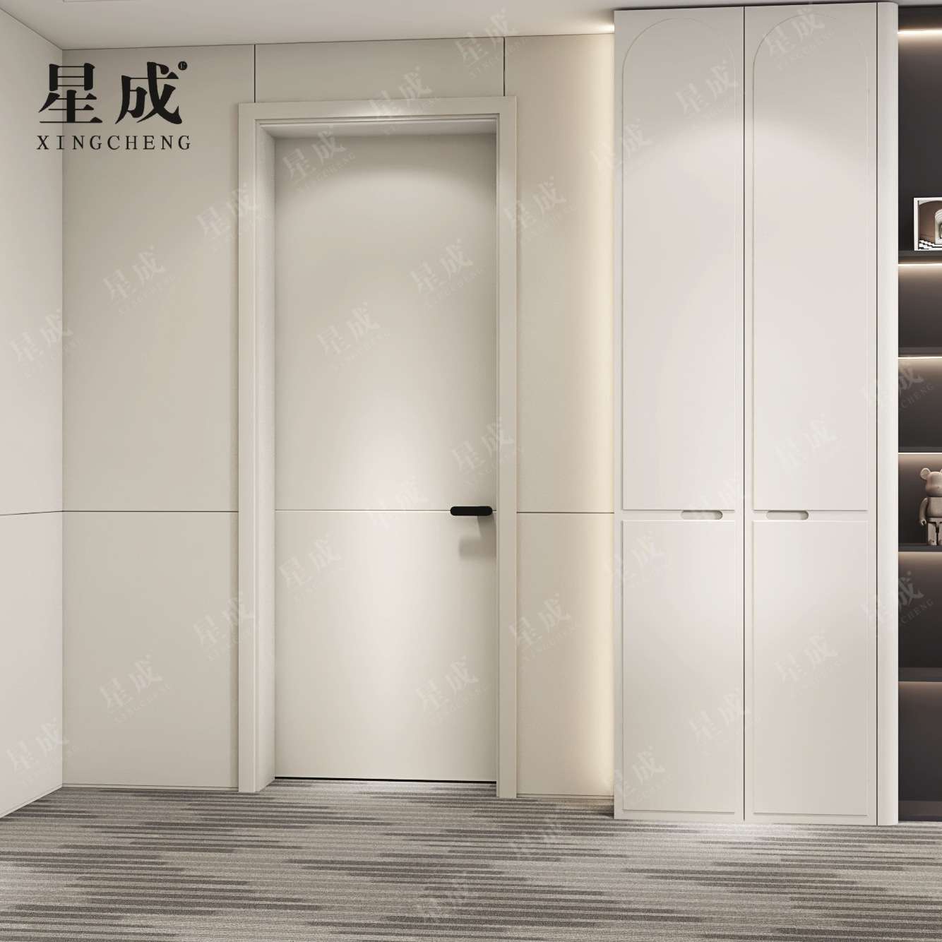 极简室内门卧室书房酒店房门防水防潮环保无醛静电喷粉木门