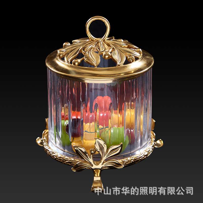 欧式水晶玻璃镶铜糖果罐储物柜摆件客厅别墅展厅高档奢华工艺饰品