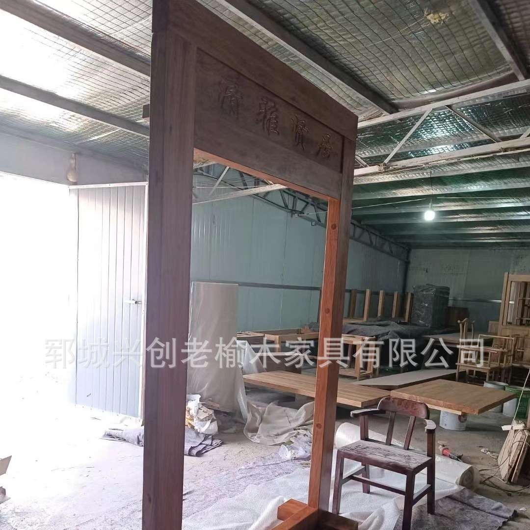 实木双开门木门进户门别墅自建房老式古宅民宿复古老榆木庭院大门