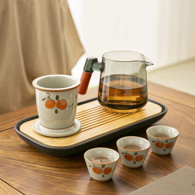 耐热玻璃旅行茶具套装户外便携式快客杯个人专用露营泡茶壶喝茶杯