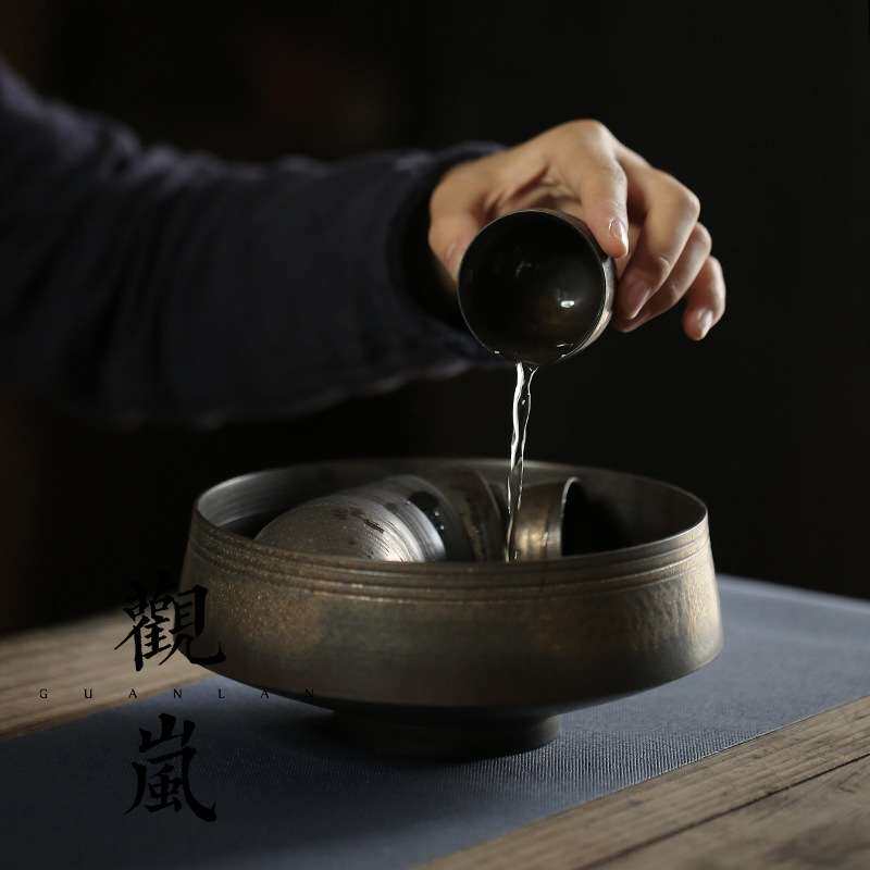 超大号手工茶洗铁釉杯洗水洗茶具茶杯收纳碗陶瓷建水茶道配件笔洗