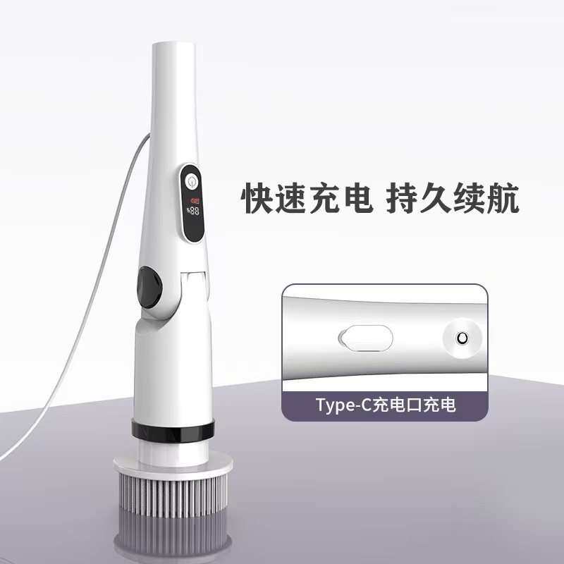 电动清洁刷家用厨房地板玻璃刷子电动旋转洗涤器长短两用电动拖把