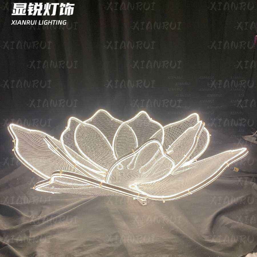 户外镂空花朵铁艺造型灯场景仿真花节日亮化艺术绿植装饰景观灯