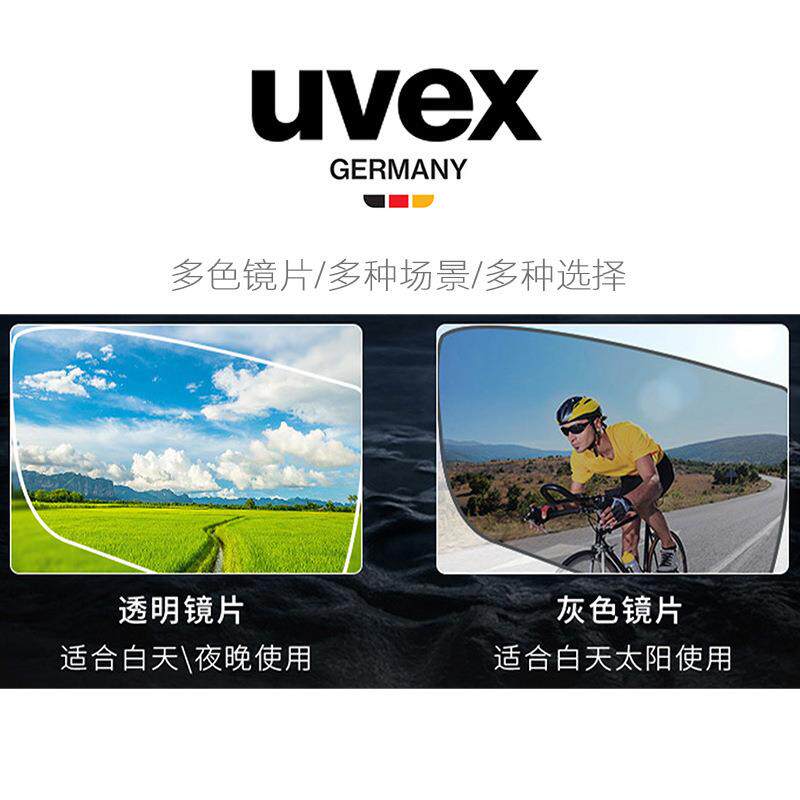 德国UVEX9183281 骑行防护眼镜 男士偏光太阳镜 司机开车黑灰墨镜