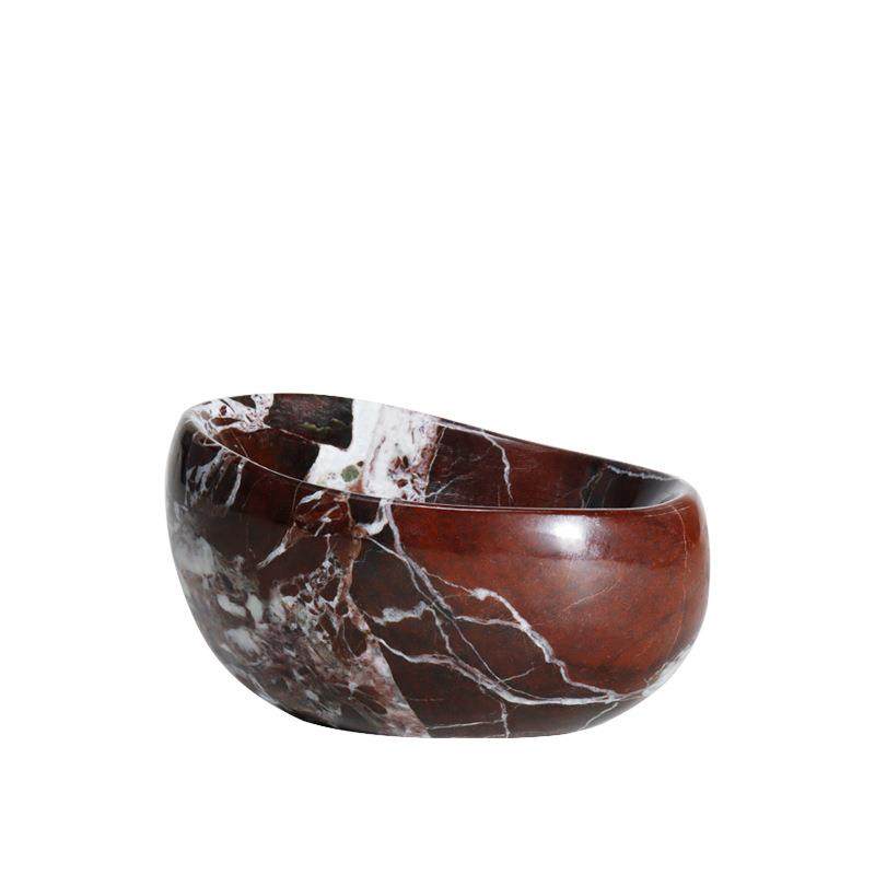 现代简约创意大理石果盘样板房售楼处桌面茶几餐桌石材工艺品摆件