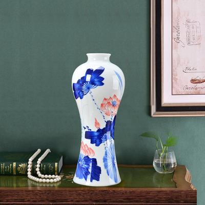 手绘青花瓷家居装饰品现代中式客厅创意插花摆件景德镇陶瓷器花瓶