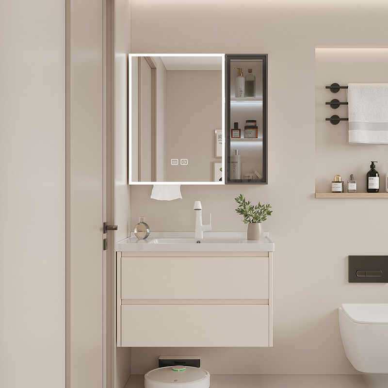 太空铝蜂窝铝合金浴室柜一体陶瓷盆洗手台洗漱池卫生间智能镜组合