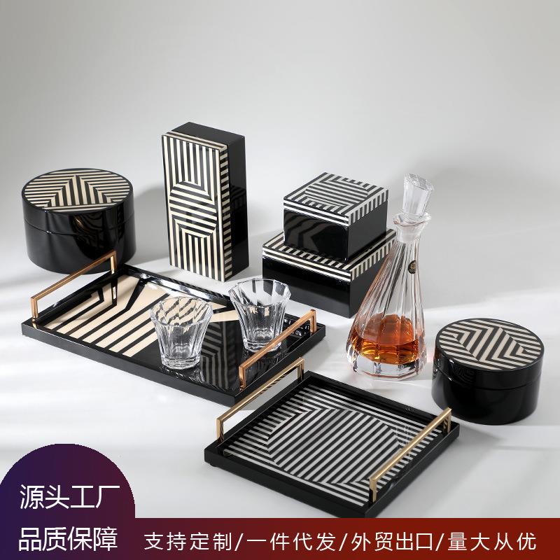 木质钢琴烤漆首饰盒托盘组合桌面卧室摆件装饰桌面收纳软装摆设