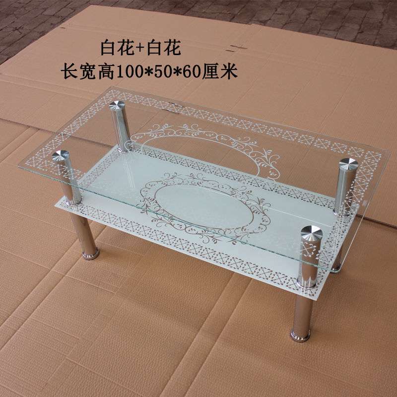 双层钢化玻璃茶几小户型多功能玻璃茶几不锈钢玻璃茶几长方形茶几