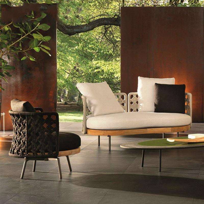 户外庭院沙发藤编花园设计师弧形圆单人阳台实木露天别墅藤椅家具