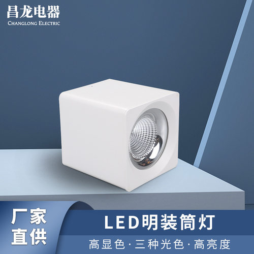 仙客来系列led方形明装筒灯极简单头天花灯家用客厅过道商场展厅