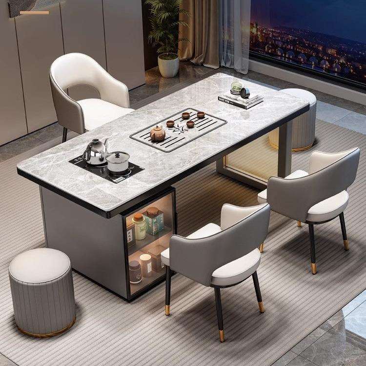 轻奢岩板茶桌椅组合极简客厅家用办公茶台现代简约高级茶几泡茶桌