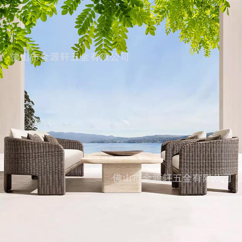 户外沙发藤编花园庭院家具藤椅防晒防水防雨露台休闲室外茶几组合