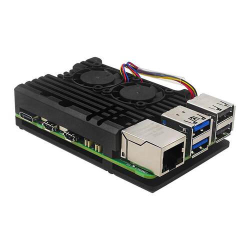 树莓派5代5B双风扇铝合金外壳Raspberry pi 5被动散热盒子金属壳