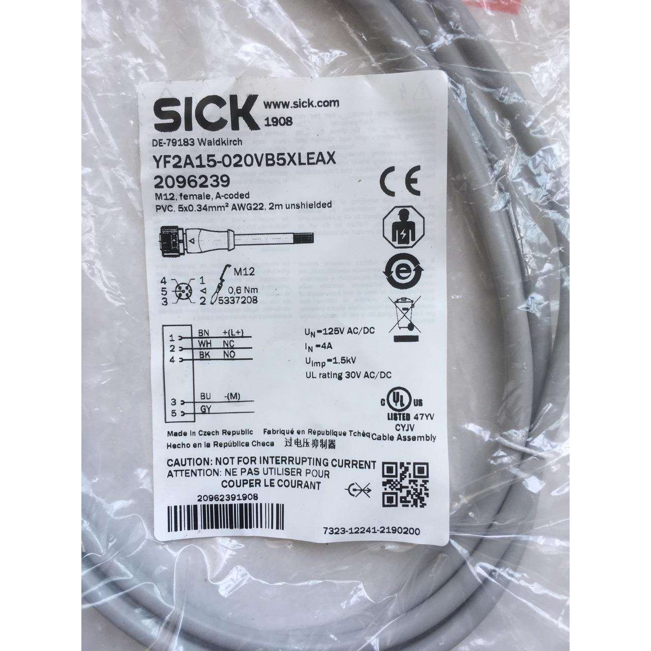 5芯接插线 YF2A15-020VB5XLEAX