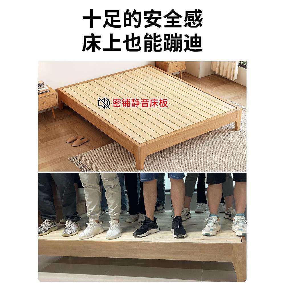 全实木无床头床定 制1.2/35/5/8米无靠背床架子榻榻米排骨架双人