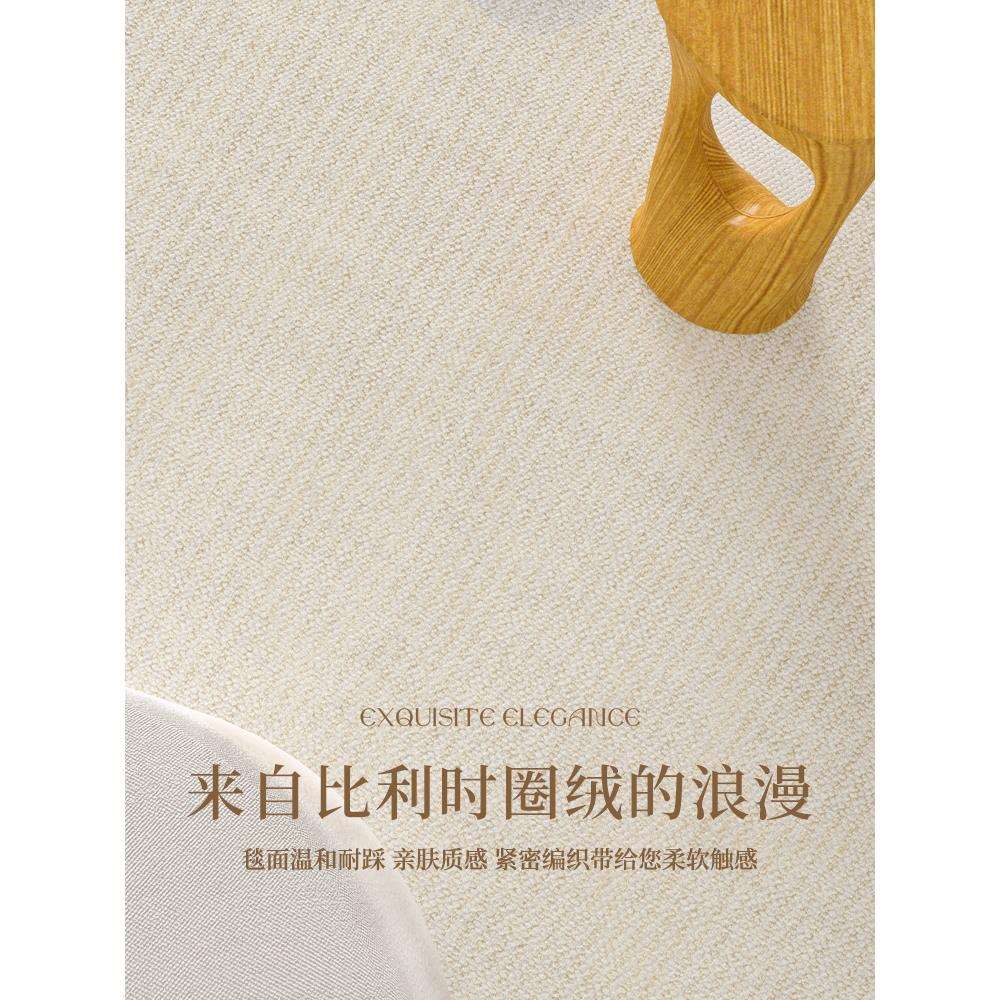 奶油风客厅地毯冬天卧室床边圈绒防滑地垫家用大面积全铺耐脏垫子