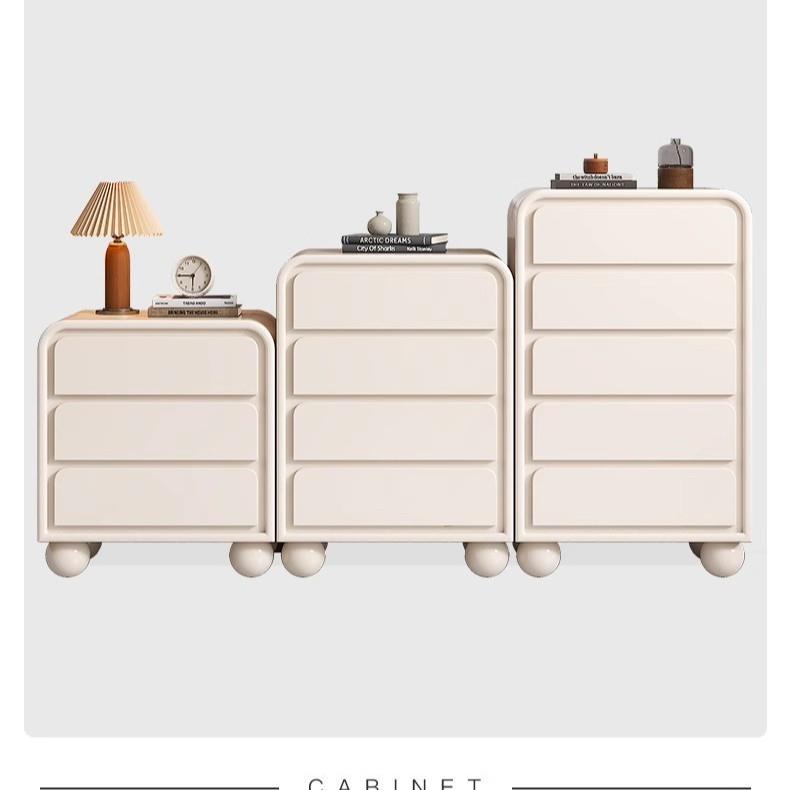 奶油风烤漆斗柜简约现代家用卧室收纳柜床尾柜靠墙客厅立柜