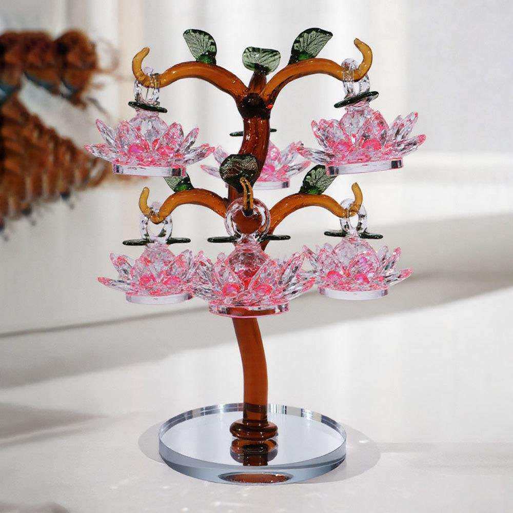 客厅装饰摆件酒柜玄关电视两边水晶莲花富贵花开树新款装饰品摆件