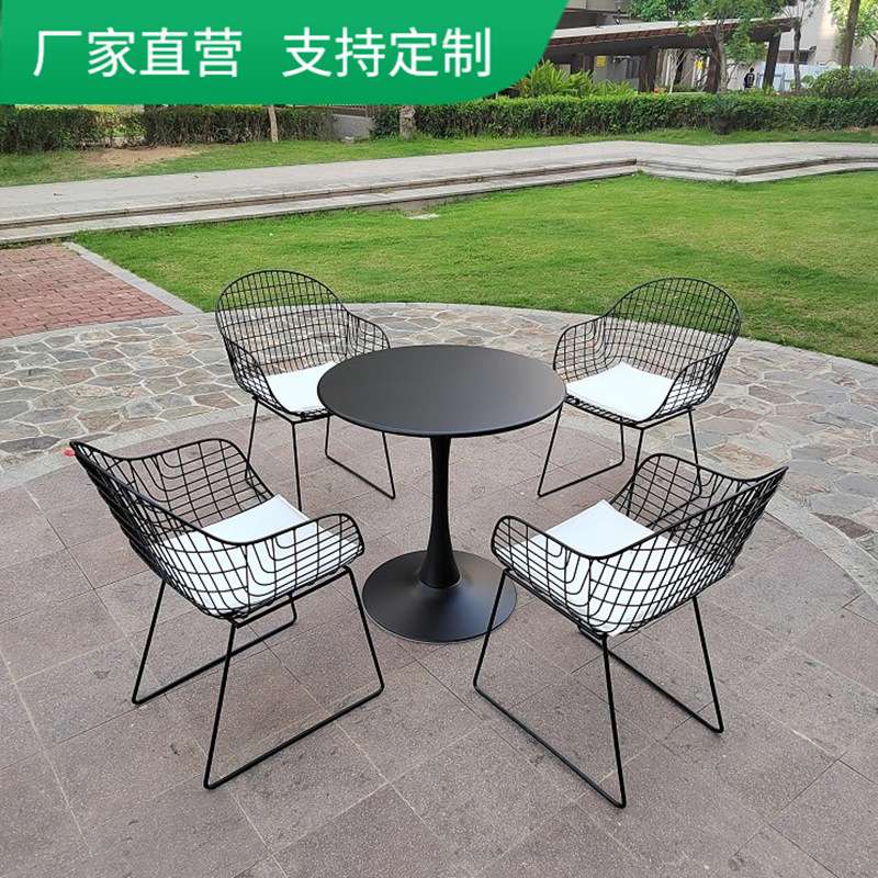 户外铁艺桌椅组合庭院防水防晒咖啡厅室外阳台露天花园椅子餐桌