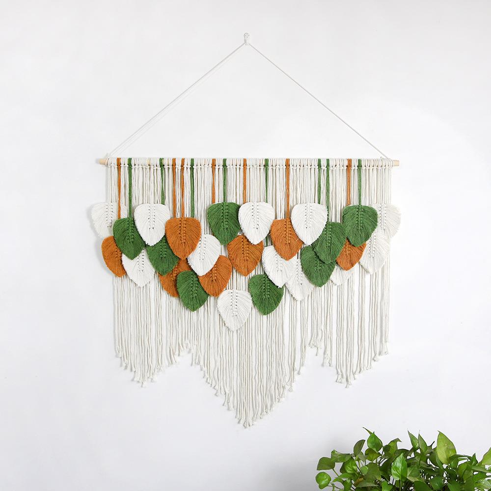 跨境手工编织树叶挂毯 波西米亚风家居民宿卧室墙壁装饰壁挂壁饰
