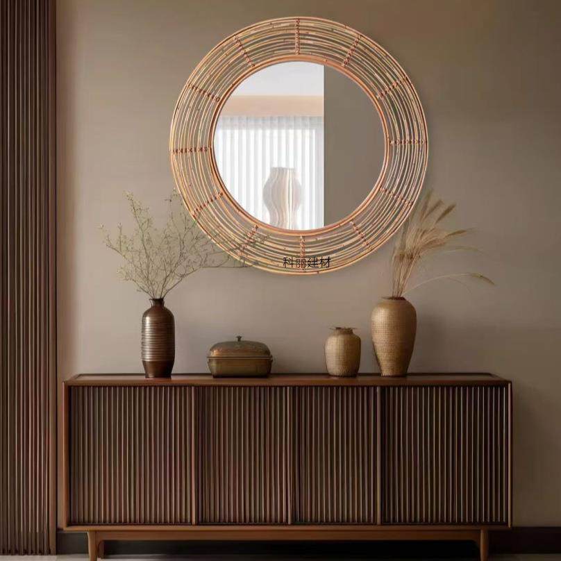 天然藤编镜子浴室镜挂墙装饰镜玄关镜子民宿酒店镜子客厅新中式镜,鲜花速递/花卉仿真/绿植园艺,割草机/草坪机,淘宝优惠券,粉丝福利购,淘宝优惠卷