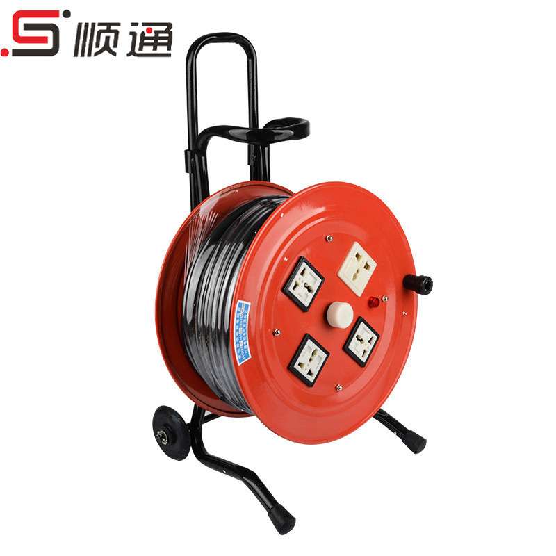 新品 50米手提拖线盘 卷线盘380V托线盘3*4m3+1移动绕线电缆盘