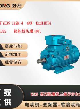 卧龙南阳YBX5-112M-4 4KW ExdIIBT4 轴打孔 B35一级能效防爆电机