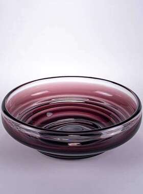 现代简约艺术紫色果盘家居玻璃装饰品创意摆件高端精致工艺品