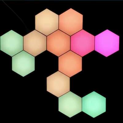 Hexagonal LED Light声控跑马灯量子灯拼接遥蜂巢灯幻彩LED壁灯